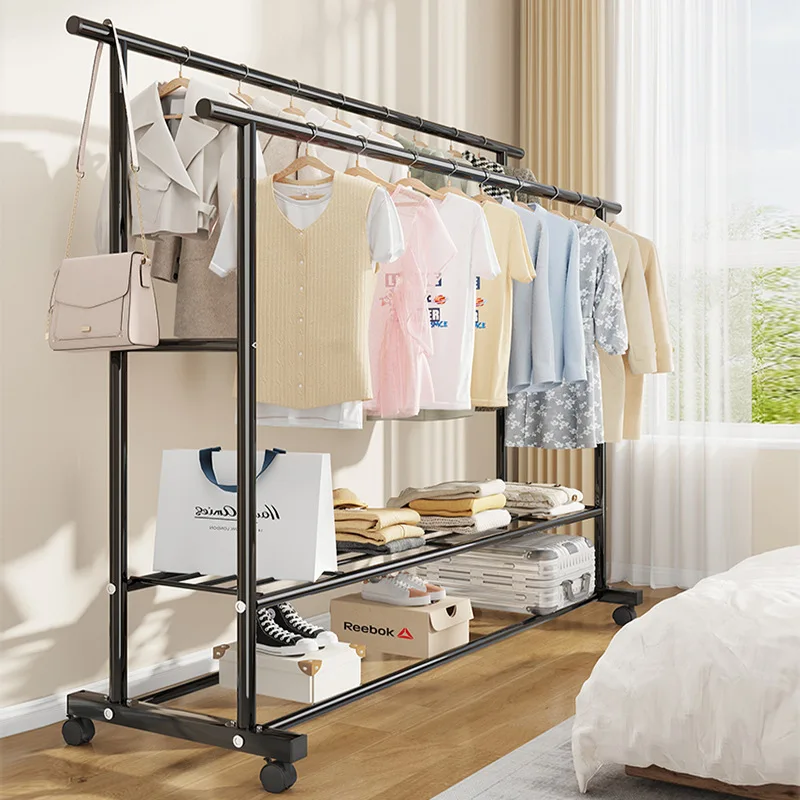 Simple Clothes Hanger Bedroom Floor Hanger Balcony Clothes Drying Rack Clothes Hanging Drying Pole Dormitory Clothes Drying Rack