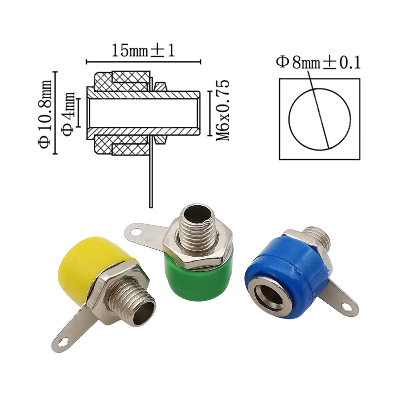 25Pcs 5 Color 4mm Banana Binding Post Test Connector 4mm Banana Female Socket Plug Jack Adapter DIY Red Black Green Yellow Blue