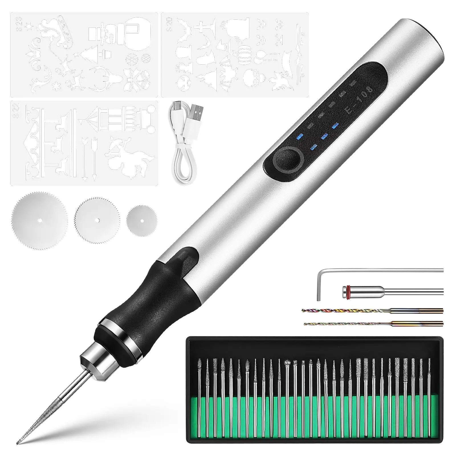 

1 Set Rechargeable Electric Engraving Pen Adjustable Speed Mini Cordless Etching Tool For Metal Wood Jewelry Portable Carving
