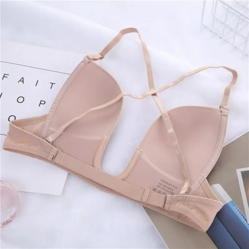 Soutien-gorge froncé Anti-affaissement en V profond pour femmes, Lingerie Sexy, dos nu, sous-vêtements, sans anneau en acier