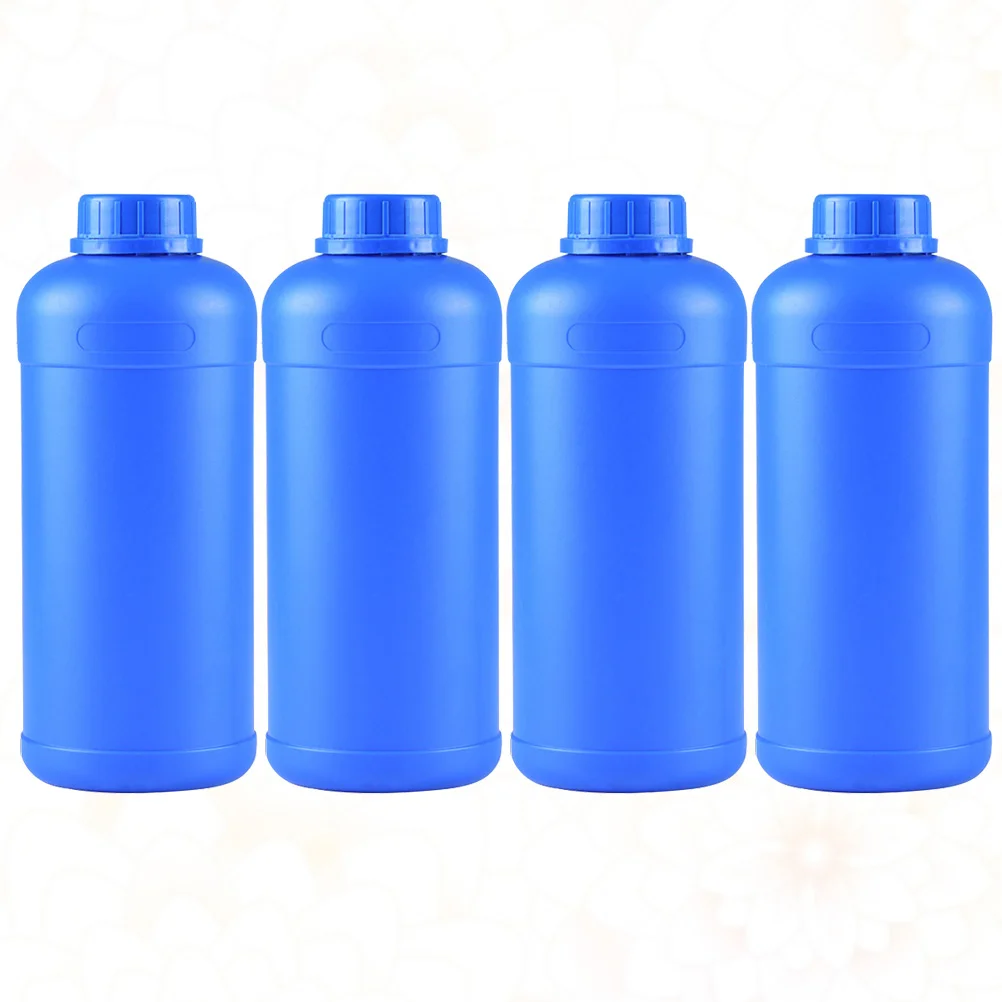 4pcs 1L Widemouthed Chemical Bottles Plastic Container Sealed Sample Bottle (Blue) Sealed Chemical Bottle