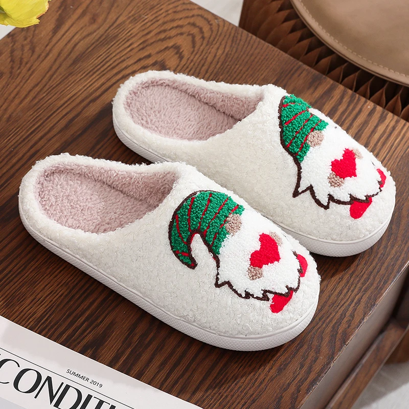 Winter Christmas Cartoon Dwarf Cotton Slippers for Women Mix Color Warm Plush Slides Woman Comfortable Non Slip House Shoes Lady - Image 3