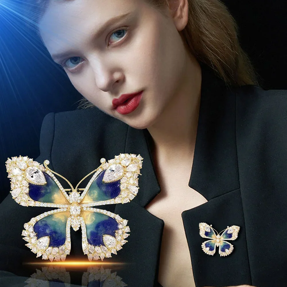 

Elegant Rhinestone Butterfly Brooch Pin Enamel Insect Collar Pins Hat Corsage Scarf Clips Party Clothing Decoration Gifts