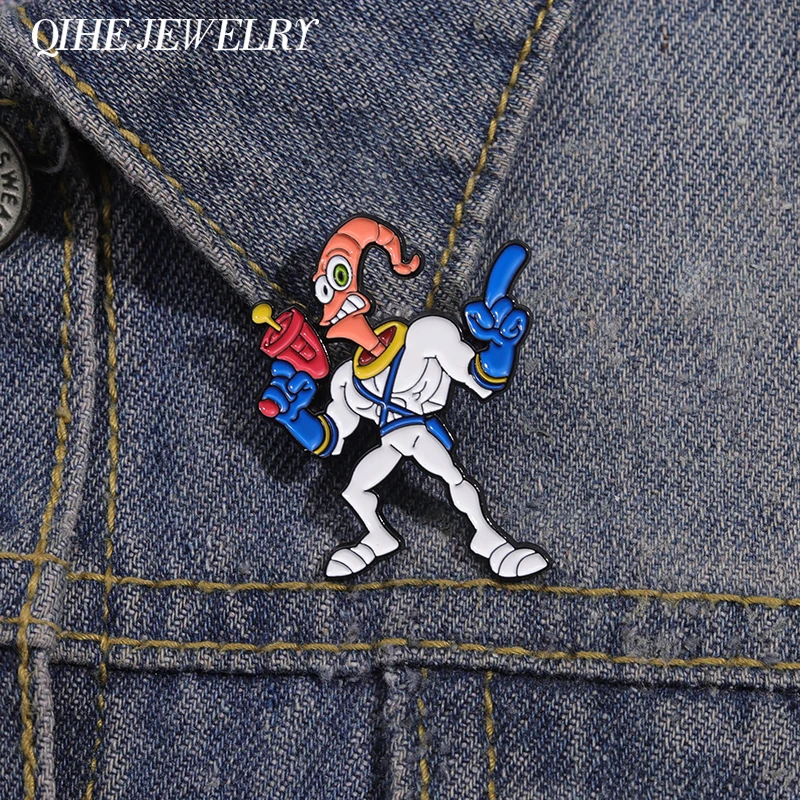 

Эмалевый значок-брошь «Воин-червь» в стиле мультфильма, для игр, на лацкан, для рюкзака, в стиле панк, аксессуар, подарок