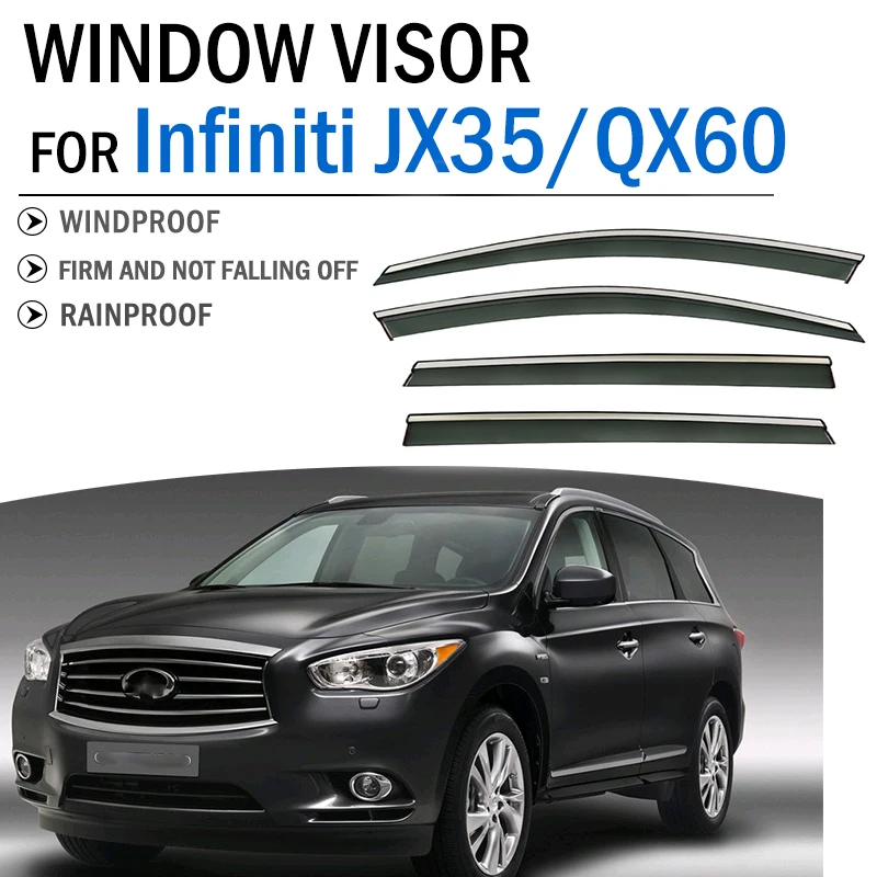 

Козырек оконный 2013-2018 для Infiniti QX60 JX35, защита от солнца, дождя, дыма, навес, отделка, автомобильные аксессуары