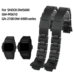 High quality men's watch strap For Casio G-SHOCK DW5600 GW-M5610 GA-2100 DW-6900 Series Bracelet Black plastic steel watchband