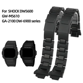 하이 퀄리티 남성용 시계 스트랩, 카시오 G-SHOCK DW5600 GW-M5610 GA-2100 DW-6900 시리즈 팔찌, 블랙 플라스틱 스틸 시계 밴드 