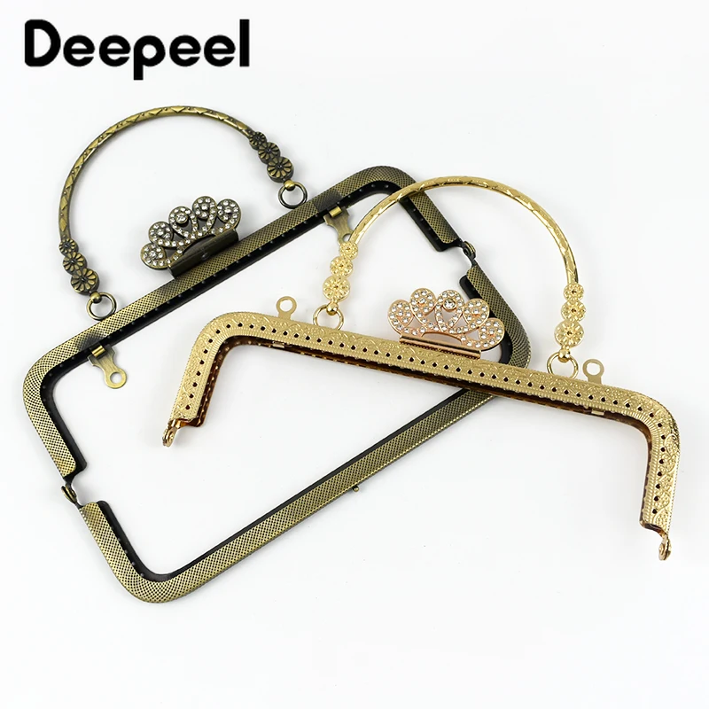 2/4Pcs Deepeel 20.5cm Embossed Metal Bags Handles Kiss Clasp DIY Handmade Handbag Purse Frame Sewing Brackets Bag Accessories