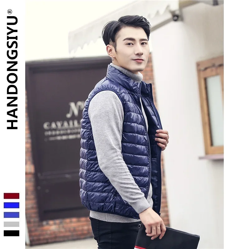 Lightweight down Vest Men's Clothing Durable ex Long Sle White Du Feather Filled Thin lin Jaet for Autumn