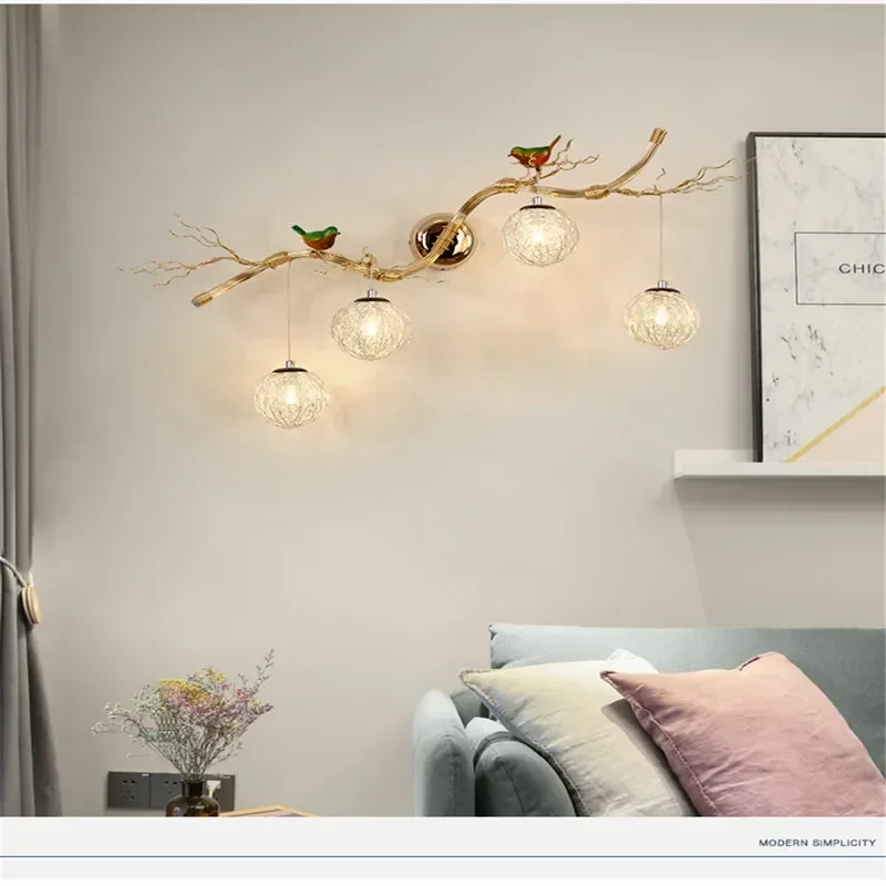 Northern European Bird Nest Aluminum Wall Lamp LED Chandelier Restaurant Villa Living Room Decoration