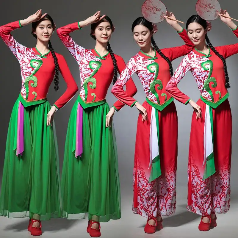 Damenbekleidung in Übergröße, neue klassische Tanzaufführungskostüme, chinesische Bühnenkostüme und Yangko-Tanzkostüme