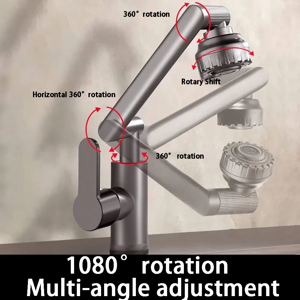 

1080 degree barrier-free rotation. Copper bottom wash basin faucet household bathroom basin hot and cold faucet universal mechan