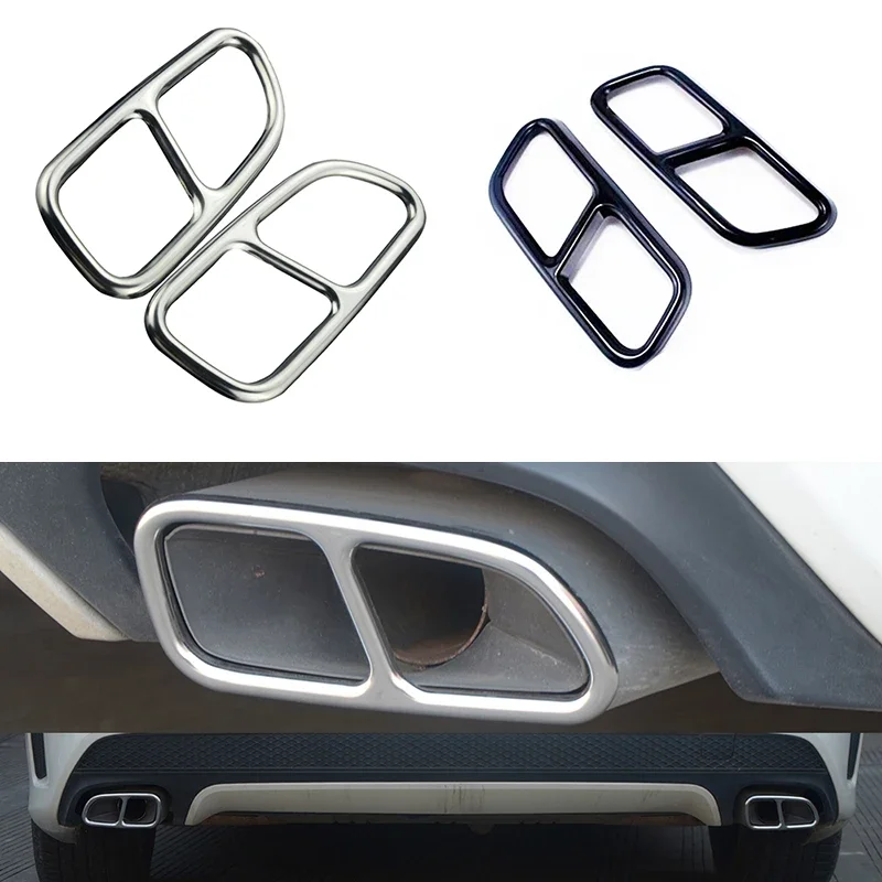 Car Tail Throat Cover Trim Exhaust Outlet Decoration Stickers 2Pcs/Sets For Mercedes Benz CLA C117 2013-2016 Stainless Steel