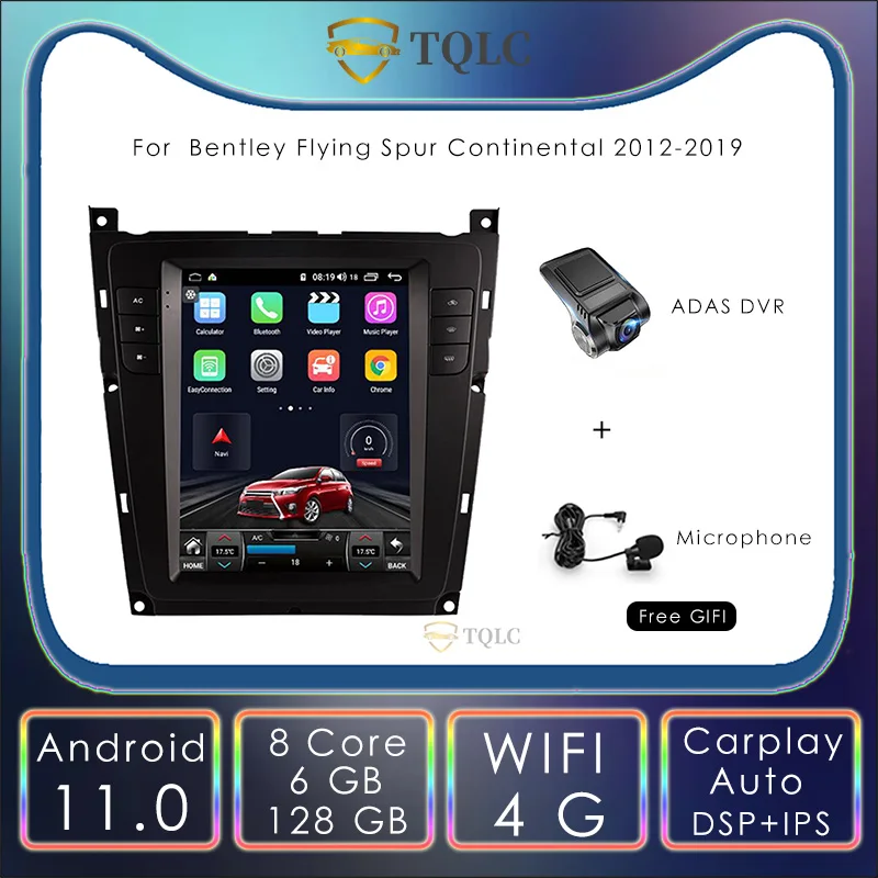 

TQLC Android Car Radio Player Tesla Style Vertical For Bentley Flying Spur Continental 9.7'' DVD Multimedia Player Stereo GPS