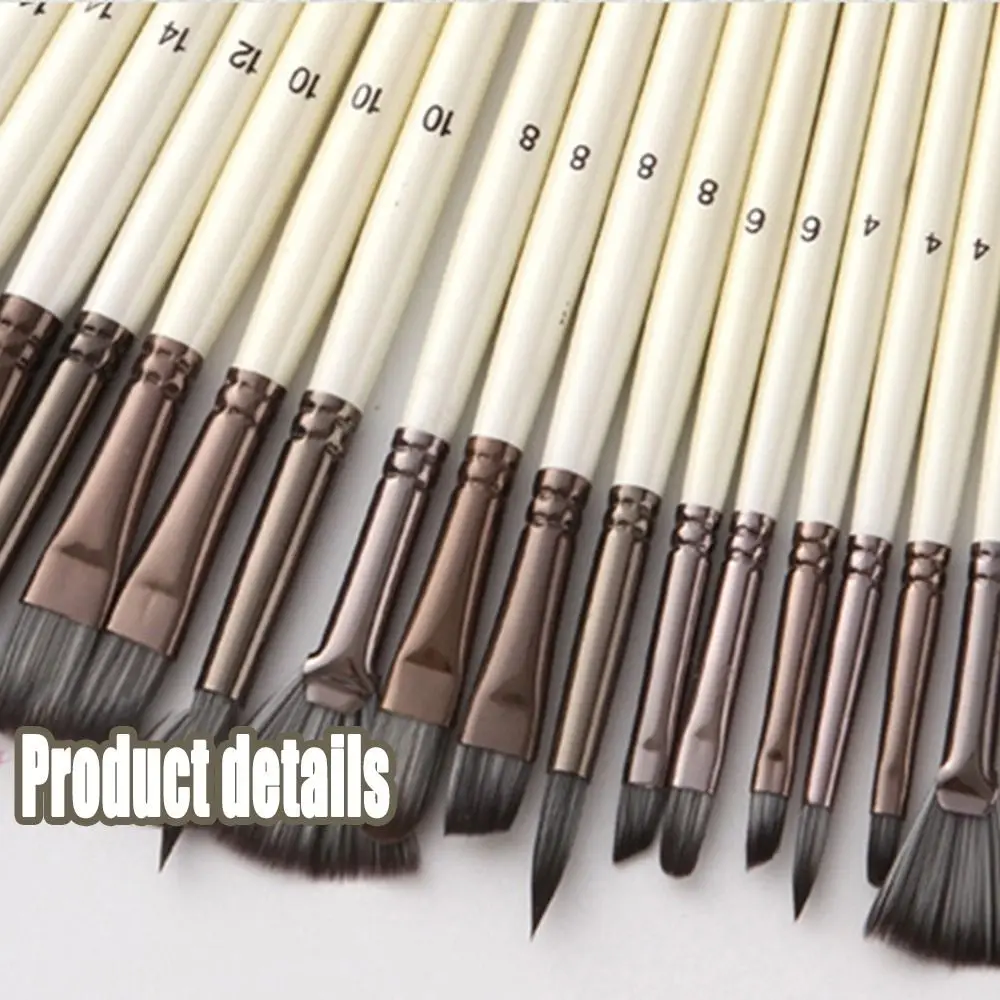 

Набор из 24 акриловых кистей с деревянными ручками, нейлоновым ворсом и тканевым чехлом-ролл, для масляной живописи, прочные, разноцветные