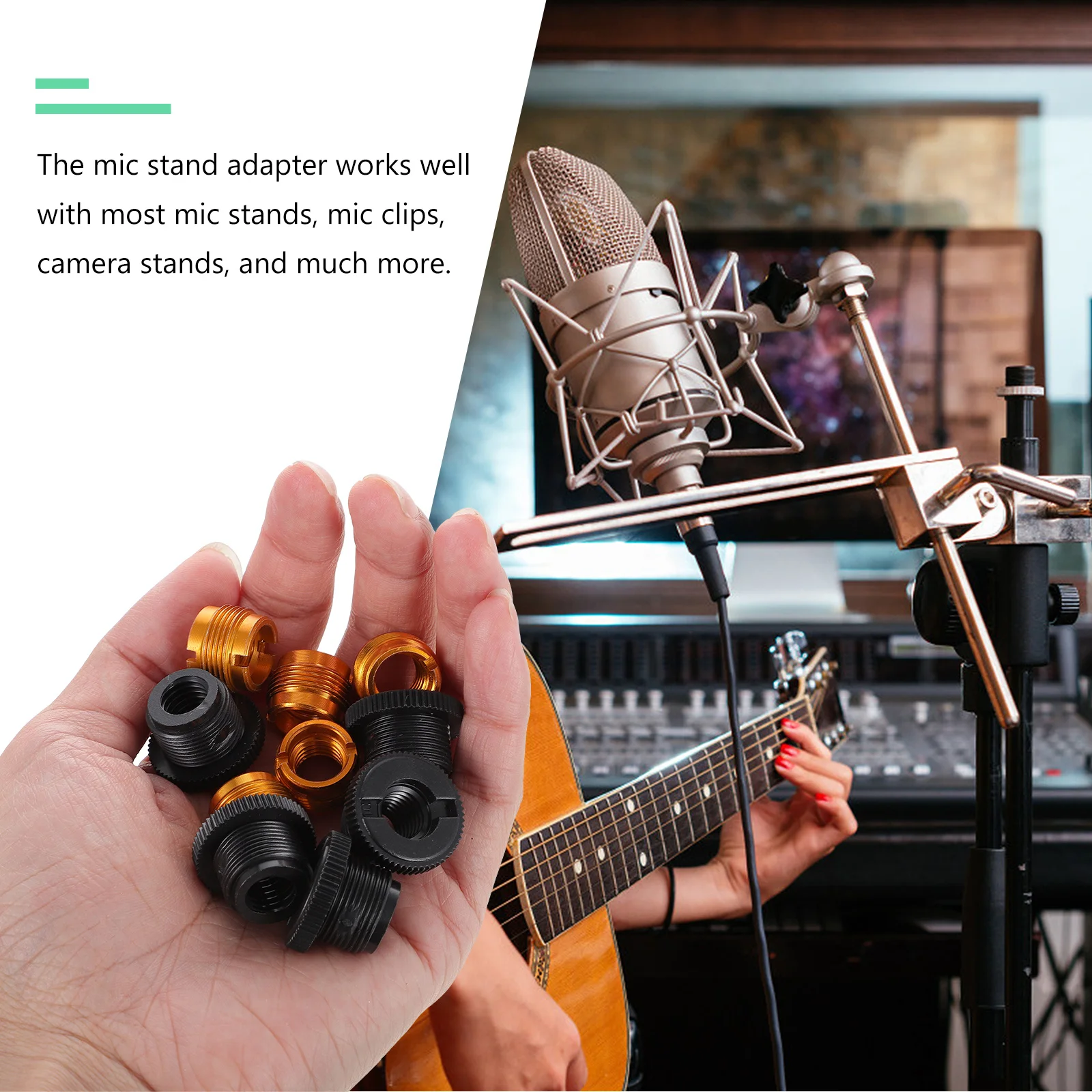

10Pcs Mic Screw Adapter Aluminum Alloy Material Rustproof Deformation Resistant Precision Workmanship Mic Adapter