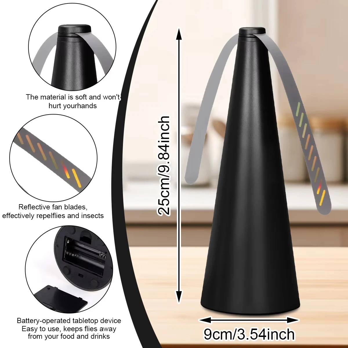 يطير مبيد الحشرات 360 ° واقي طعام من نوع المروحة الدوارة للأماكن الخارجية والداخلية وطاولة طعام المطبخ وجبة الآفات ومروحة الطاولة #5