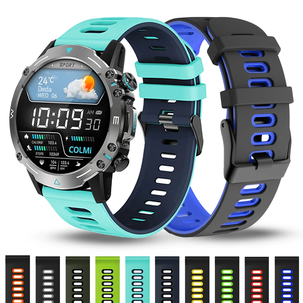 Correa de silicona de 22mm y 20mm para COLMi M42 i28 Ultra I31 C81 V76 P76 P81 P82 P86, correa de repuesto para pulsera COROS PACE4 de liberación rápida