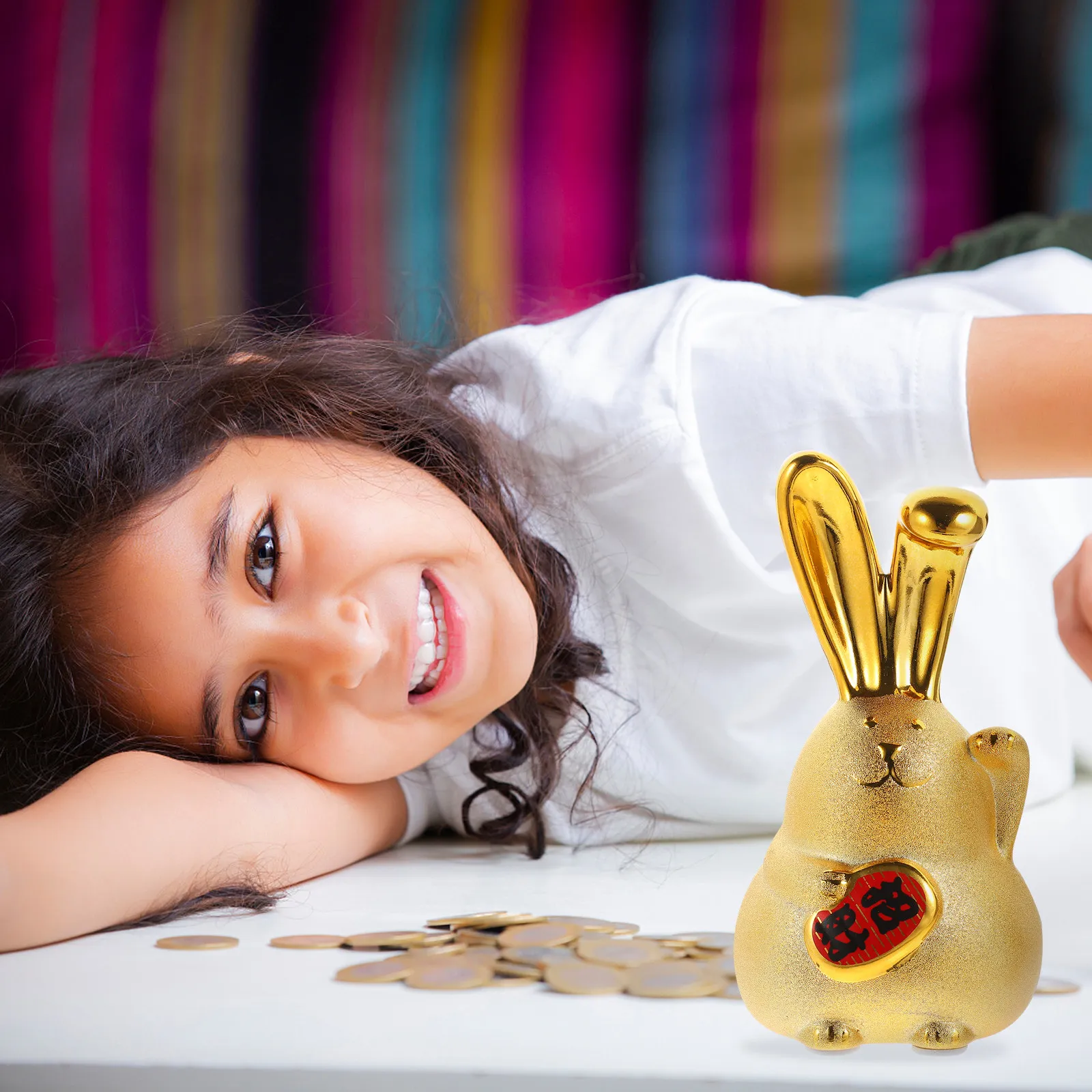 

Декоративная копилка в виде кролика (символ года), емкость для монет, детская копилка, настольный декор, подарок для детей