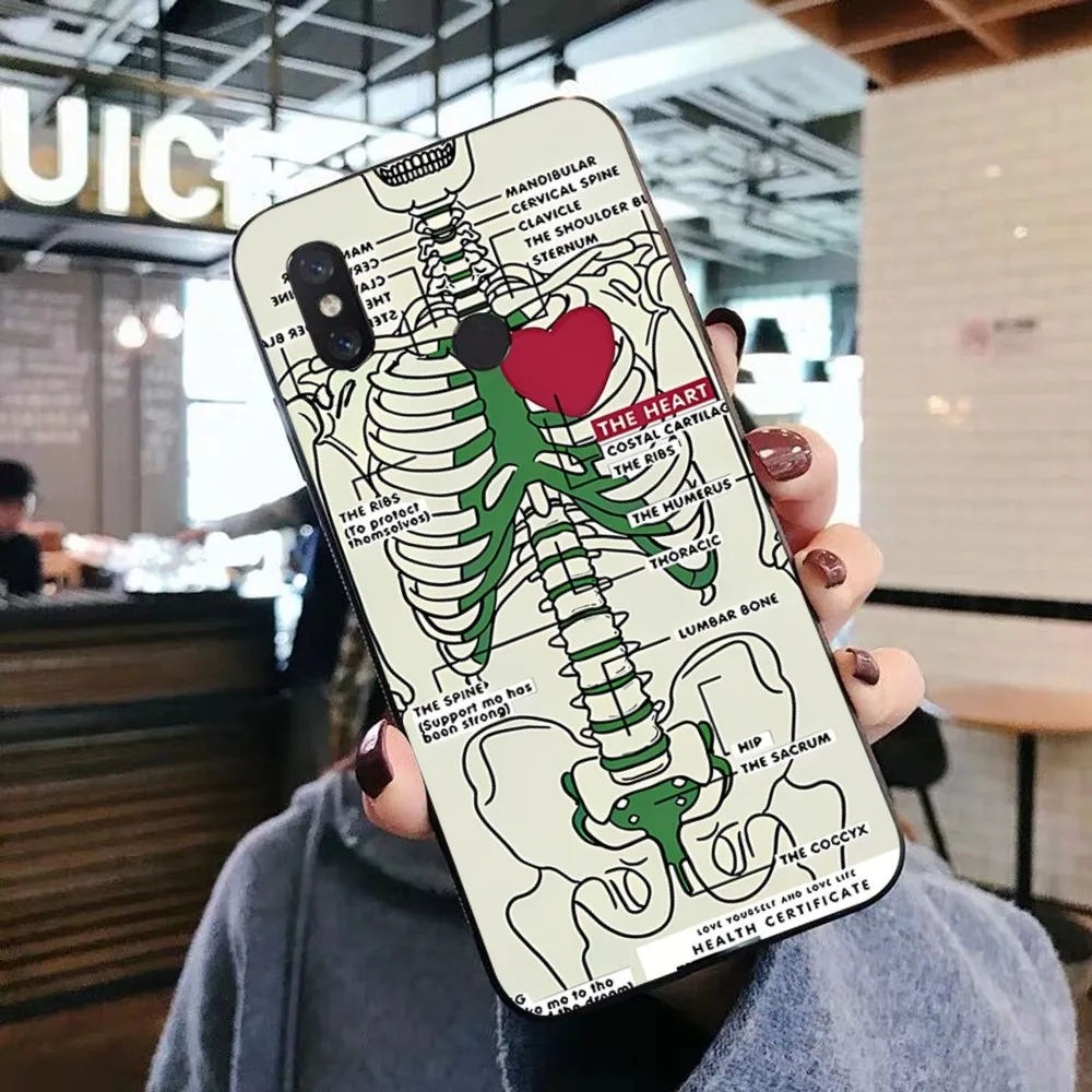 Radiological Human Organs Skeleton Skull Phone Case For Xiaomi Mi 5X 8 9 10 11 12 Lite Pro 10T PocoX3pro PocoM3 Note 10 Pro Lite