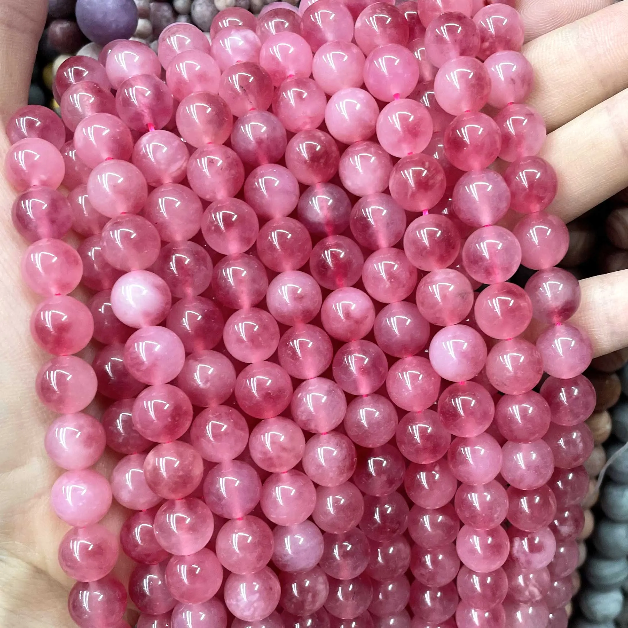 6 8 10 12 14MM Natural Stone Red Chalcedony Jades Spacer Round Beads For Jewelry Making DIY Bracelet Necklace Accessories