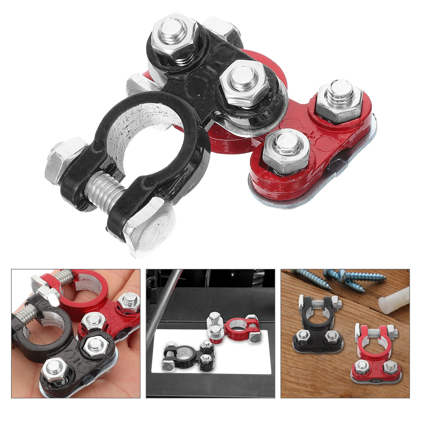 

1 Pair Of Terminal Clamps Aluminum Alloy Auto Car Connectors Quick Disconnect Cable Ends For Truck Vehicle Power