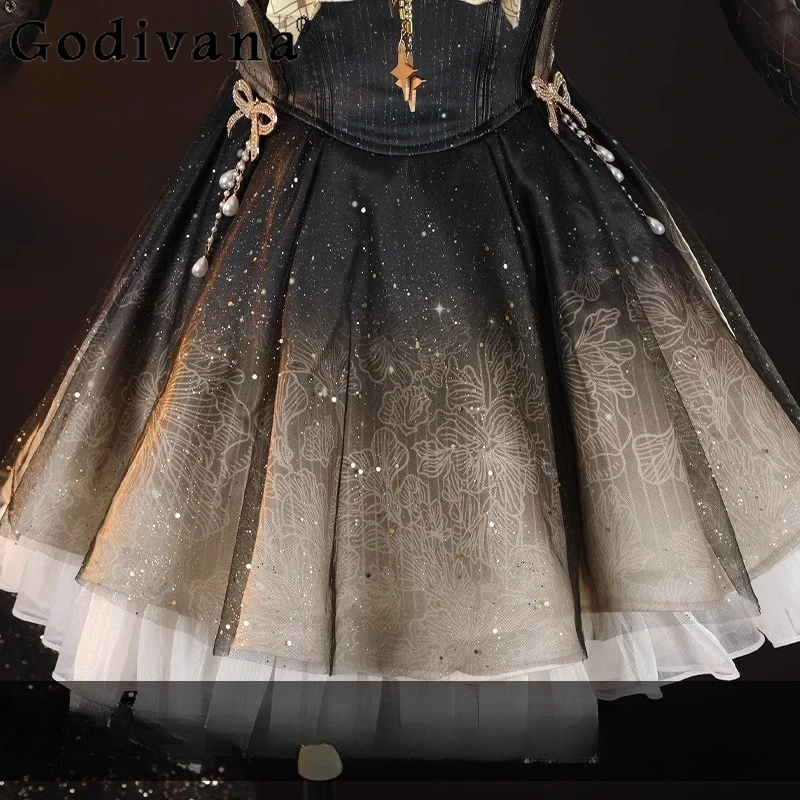 Halloween Lolita Style Dress Girls Naraka Bladepoint Tarka Ji Cosplay Costume Lace Trim Anime Party Roleplay Outfit for Women