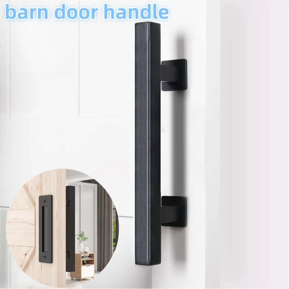 12 Inch American Barn Door Handle Black Frosted Double-sided Wooden Door Handle Indoor Sliding Door Handle Hardware Accessories