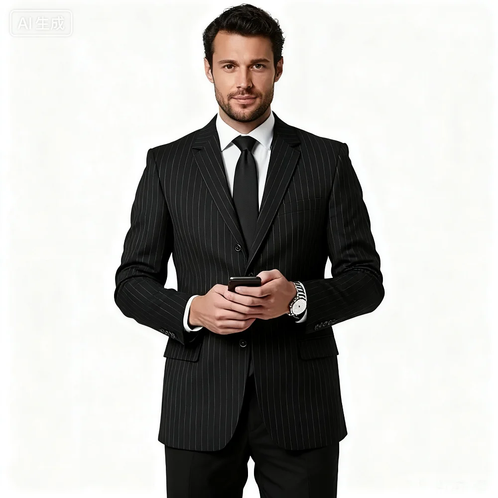 

Men's Grey Unique Striped Tuxedo Notch Lapel Blazer 2-Piece Suit Wedding Ceremony Graduation Dance Party Festive Wear
