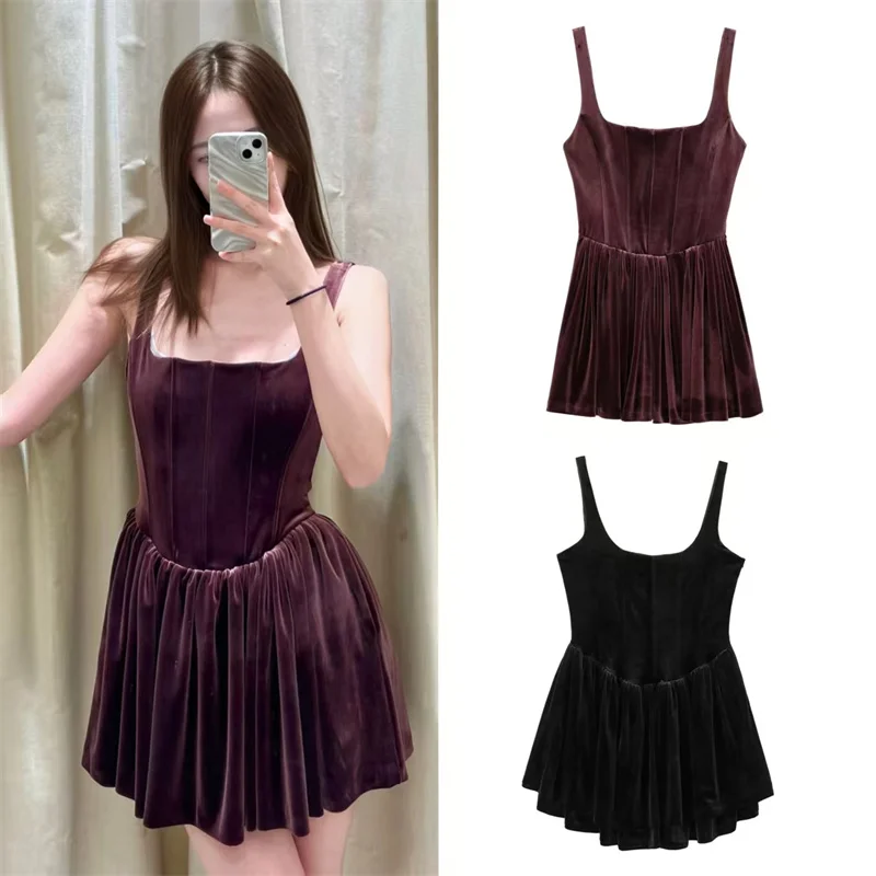 Women's Dress New Velvet Bodycon Mini Dress Autumn and Winter Layering Sexy Fashionable and Comfortable Short Dress
