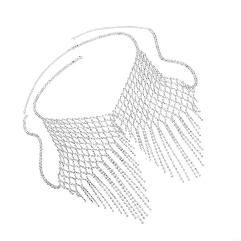 تألق حجر الراين الصدر سلسلة فاخرة شبكة موضة شرابة الصدرية سلسلة ل المحاصيل الأعلى شرابة سحر الجسم سلسلة مجوهرات #4