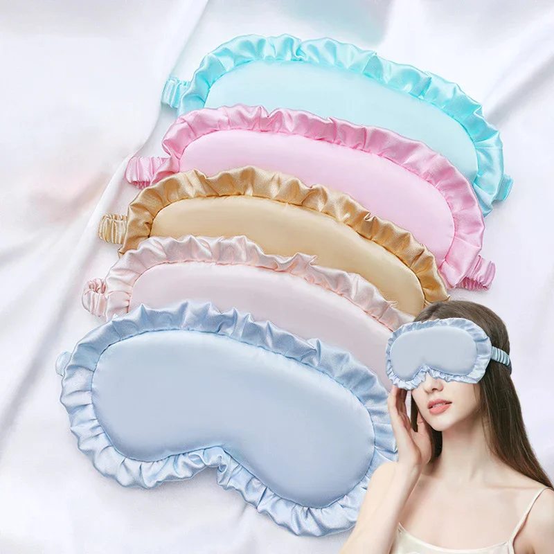 Multicolor Silk Ruffle Sleep Eye Mask Eye Protection Travel Soft Sleeping Shading Eye Covers Eye Patches For Woman Man