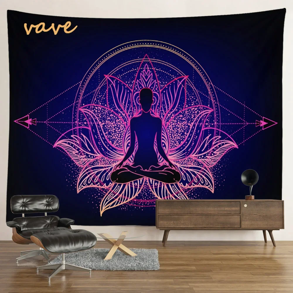 Indian Buddha Statue Meditation 7 Chakra Tapestry Wall Hanging Mandala Tapestries Wall Cloth Psychedelic Yoga Wall Hanging