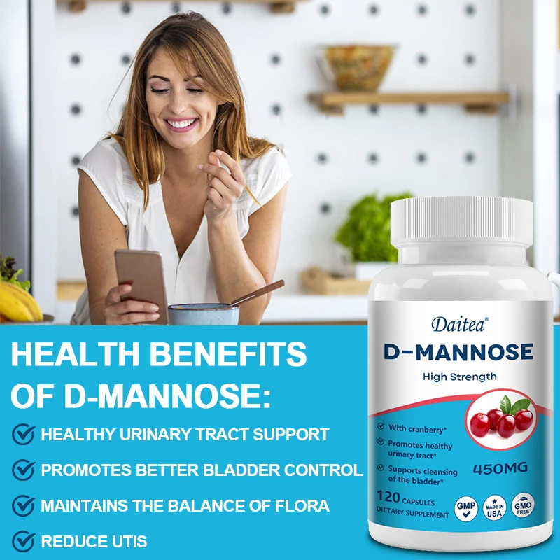 D-Mannose Capsules - with 1000mg Cranberry Extract - Cleanses, Detoxifies, Supports Urinary Tract Health