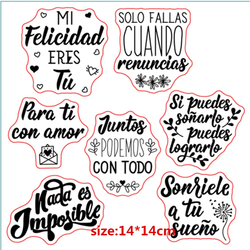 spanish Spain Word common Phrases Clear Stamp Transparent Silicone Stamp Seal Sheet For Scrapbooking Photo Album Decoration