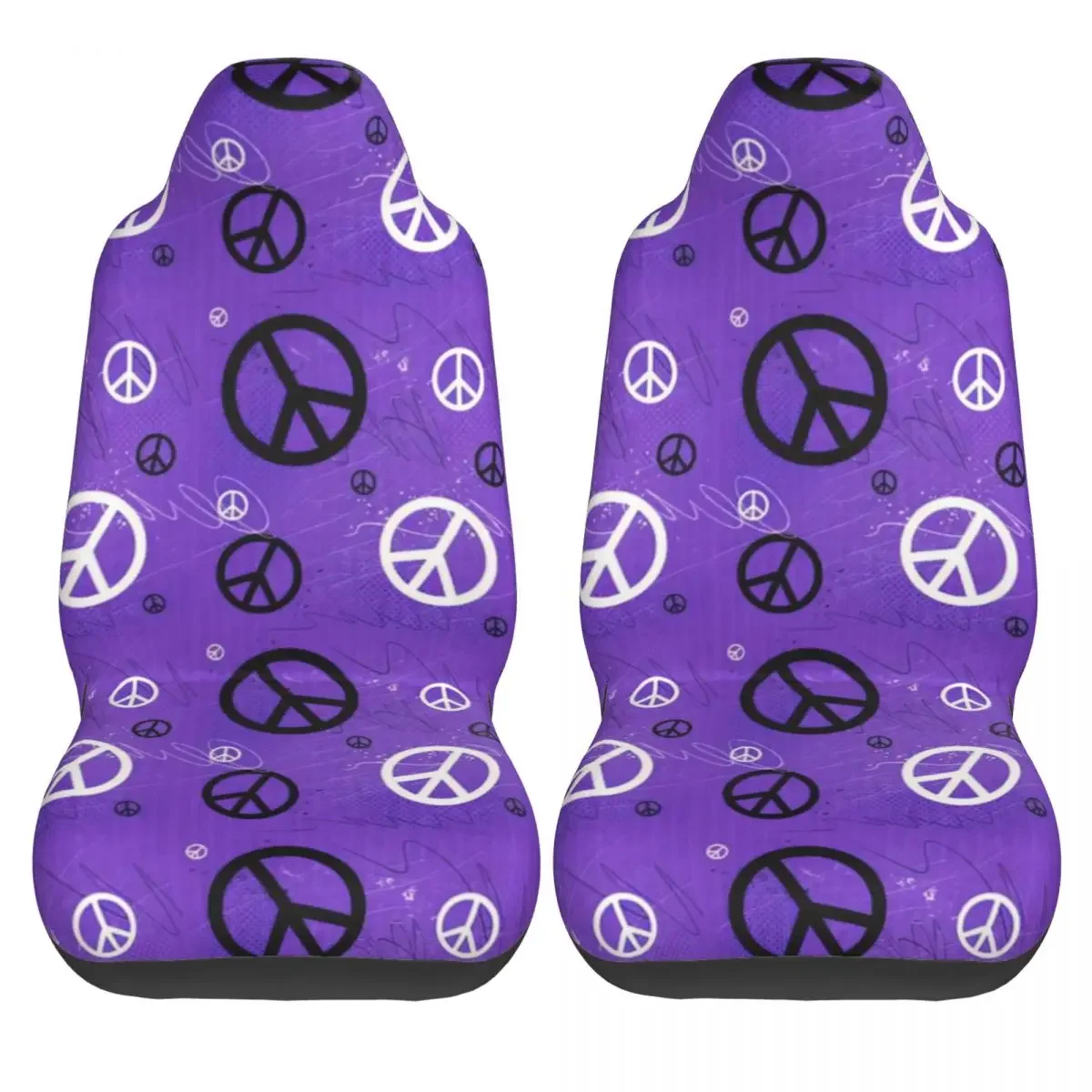 Hippie Style Peace Signs Car Seat Cover Custom Printing Universal Front Protector Accessories Cushion Set