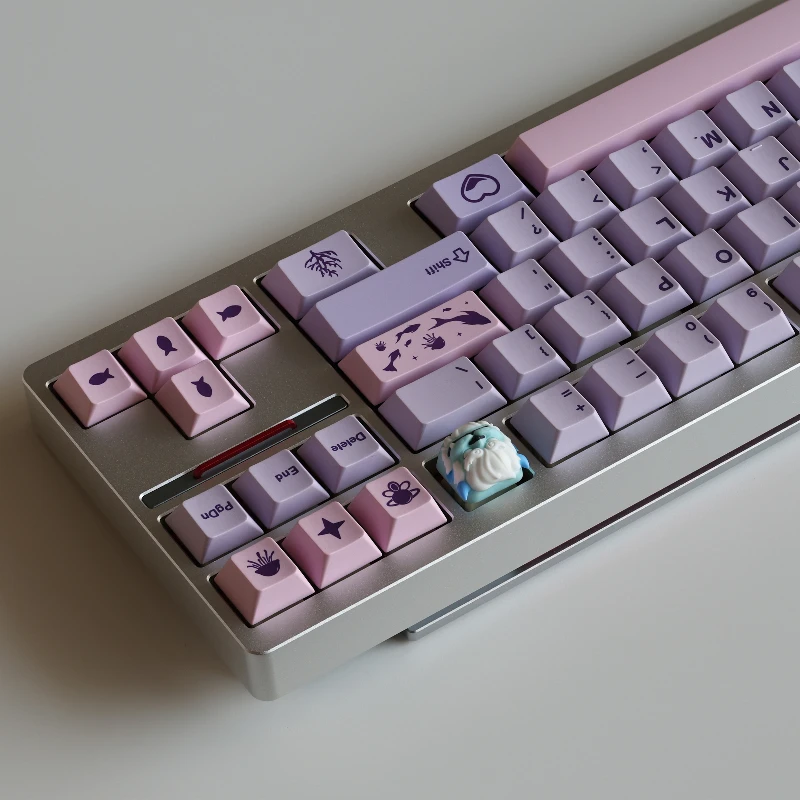 MOMOKA Sangonomiya Kokomi Theme Keycap Set Purple Cherry PBT Dy-sublimation Keycaps Mechanical Keyboard Accessories Gamer Gifts