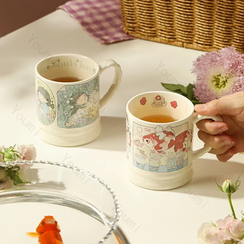 

Креативные Мультяшные аниме керамические кружки для отдыха офиса изысканные кофейные чашки Бытовая чашка для завтрака овса молока в японском стиле