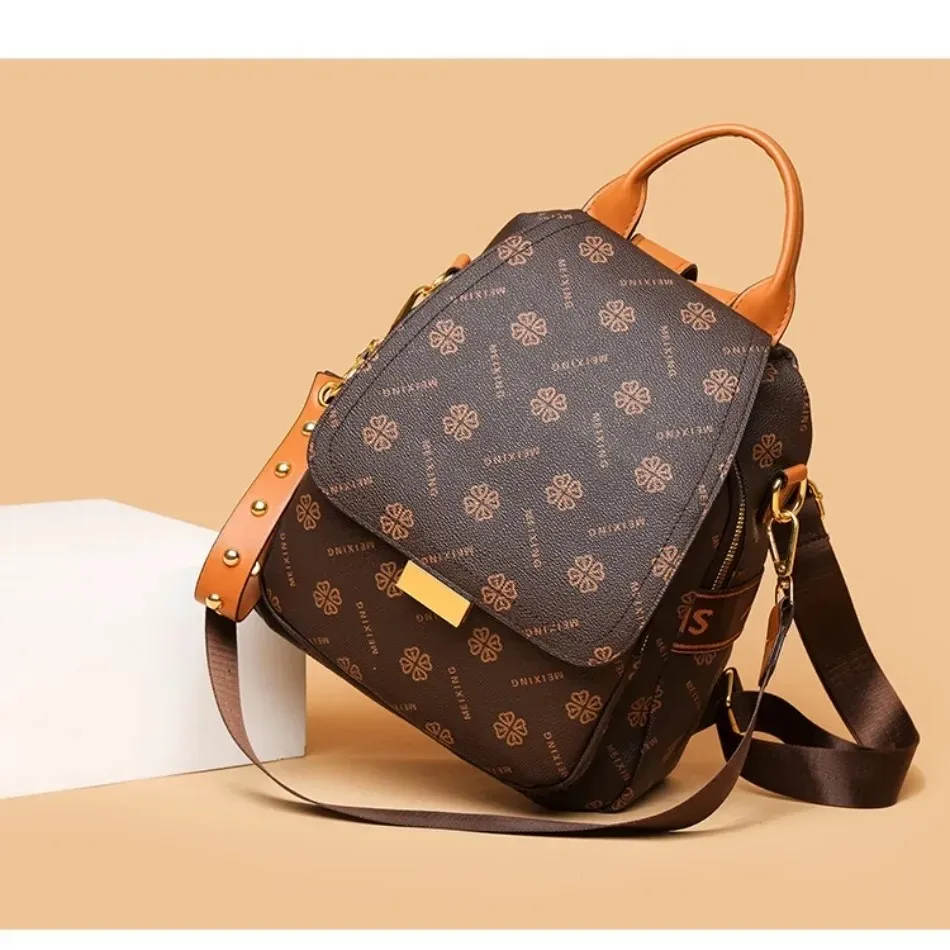 Retro Printed Large-Capacity Ladies' Backpack Elegant and Simple Style Backpack Casual Anti-Theft Multi-Functional Single-Should image 2