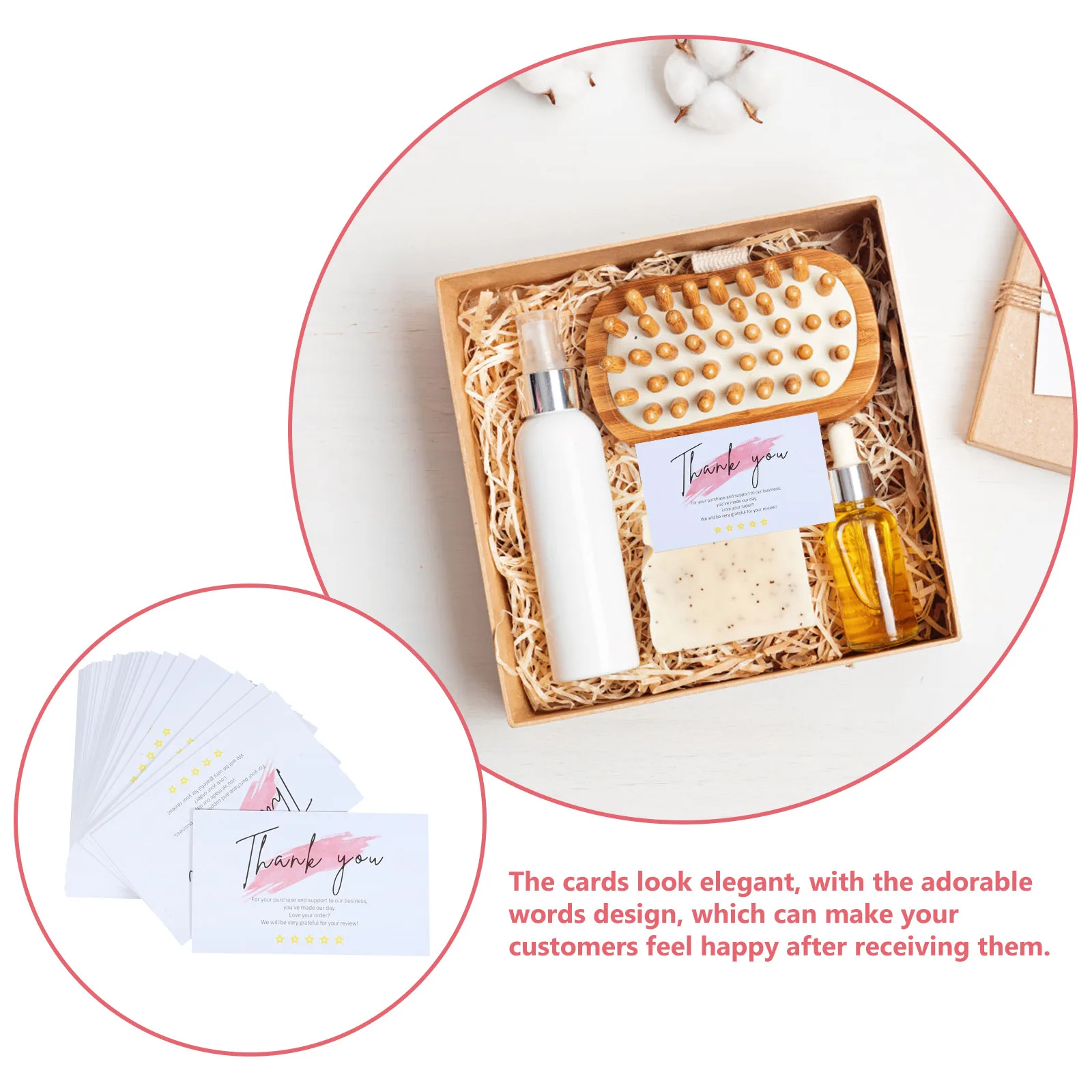 

60pcs Thank You For Business Simple Design Gift Cards Bulk Paper Thanks Cards For Bakery Nail Salon Online Store Decor