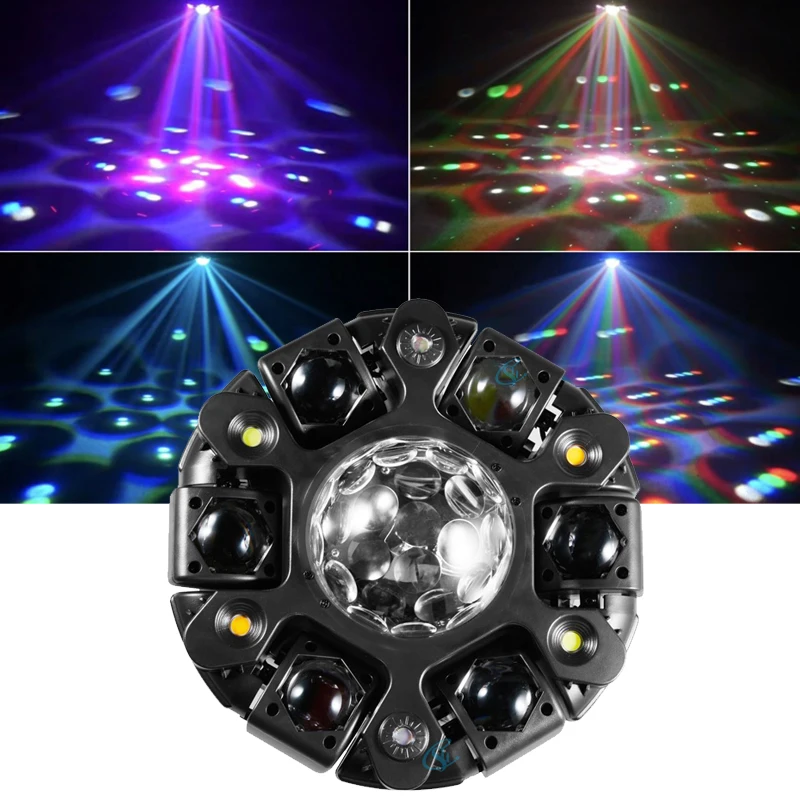 

Six arms Disco Stage Magic Ball Light LED 120W Beam Strobe Laser Moving Head Light DMX Full Color LED DJ Rotating Party Bar