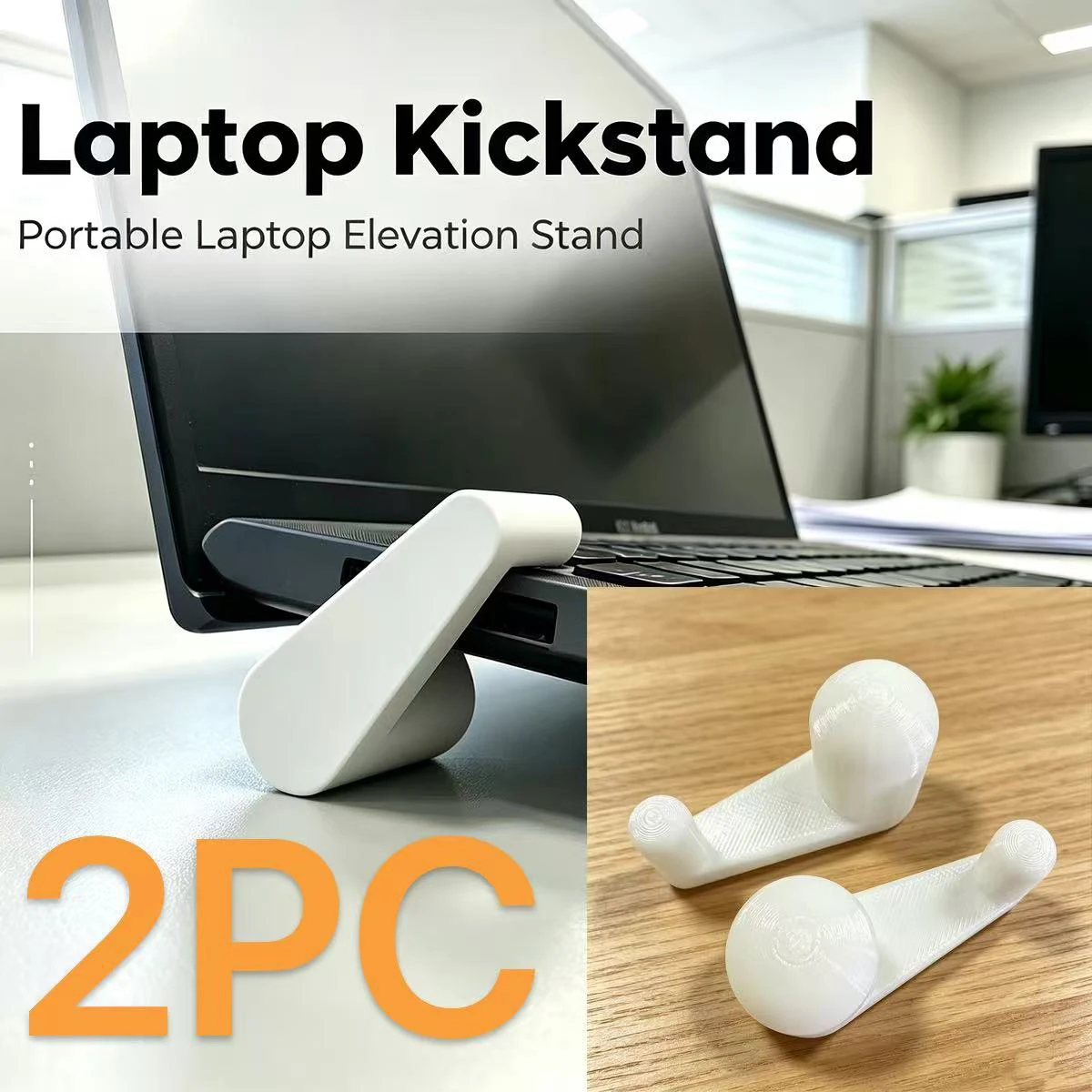 Mini Invisible Laptop Heightening Stand, Adhesive-Free Clip-On Computer Cooling Pad, Portable Lightweight Laptop Riser Support Base for Students and Office Use, Two-Piece Set