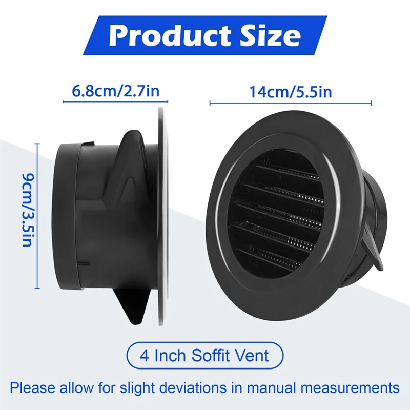 ABKW-couvercle de ventilation d'échappement rond de 4 pouces avec écran en maille intégré, pour salle de bain, maison, bureau, Garage