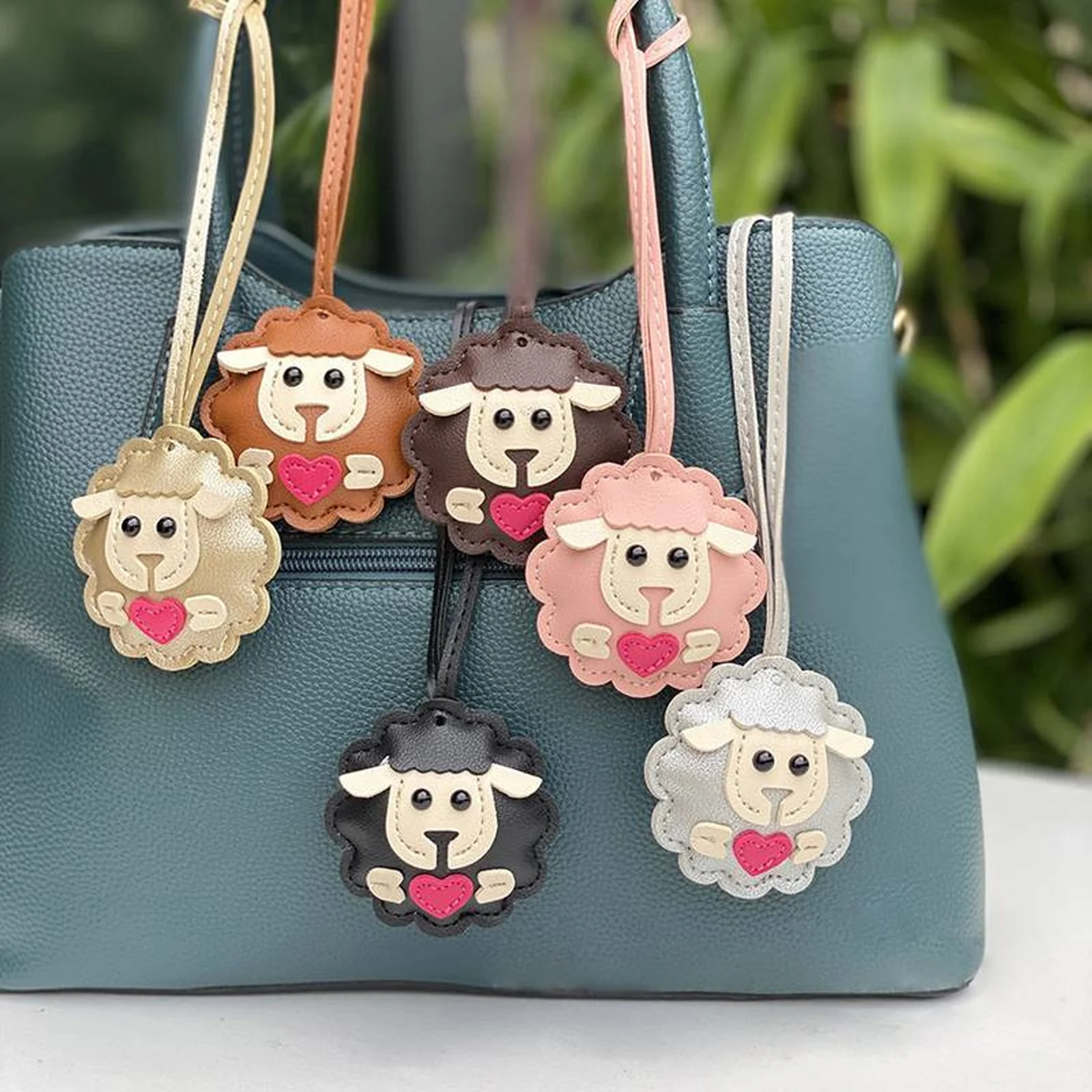 Little Sheep Pu Leather Keychain Pendant, Small Accessory, Multi-Layer Leather Tie, Women's Bag Pendant