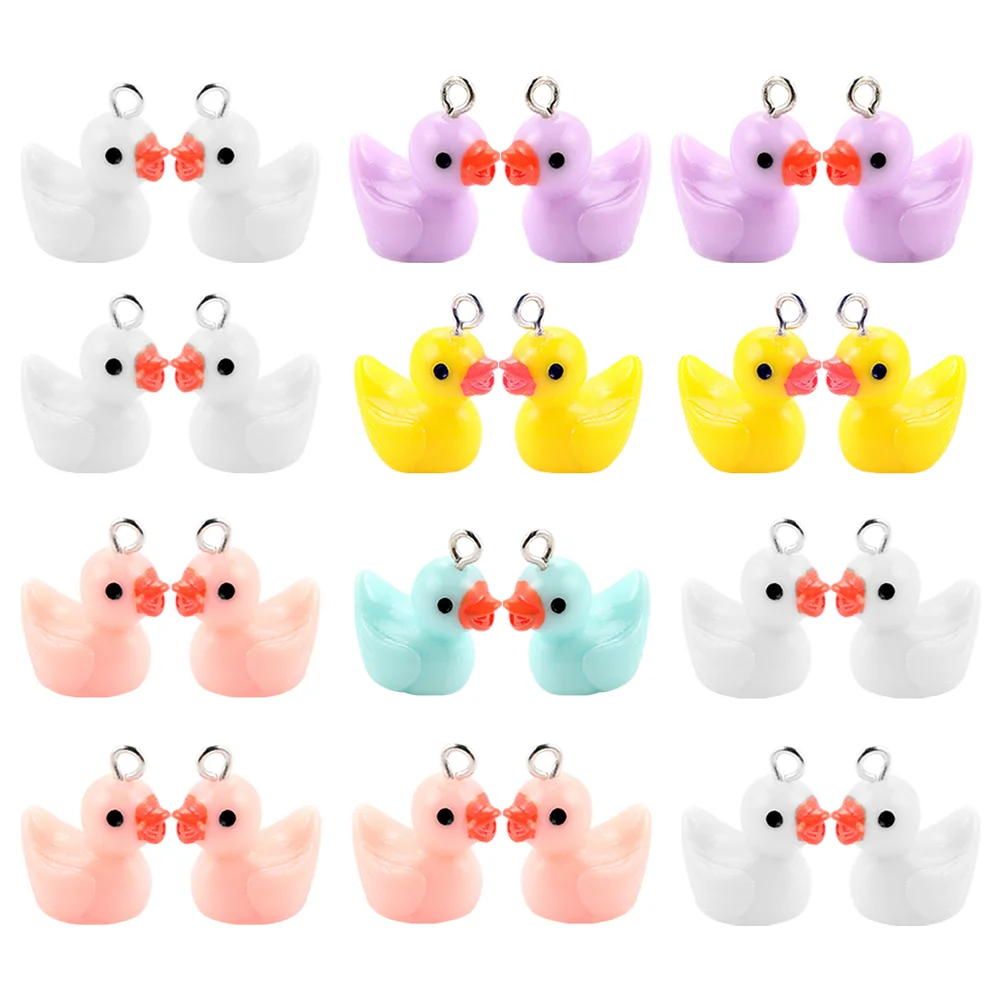 

30 Pcs Locket Mini Duck Pendant DIY Ornament Necklace Making Charms Creative Pendants Resin Craft Hanging Decor Earring Jewelry