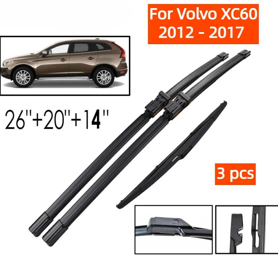 Front Rear Wiper Blades Set For Volvo XC60 2012 - 2017 Windshield Windscreen Window Car Rain Brushes 26