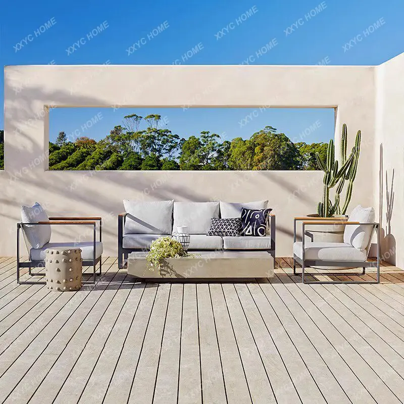 Outdoor aluminum alloy sofa set for patios, gardens, and sales centers - casual seating combination