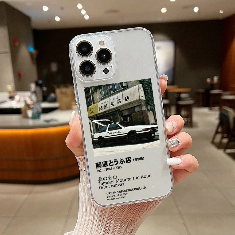 Anime Initial D AE86 Posters Phone Case For iPhone 15 14 13 12 11 Mini Pro Max X XR XSMax 6S 6 7 8 Plus SE20 Transparent Cover