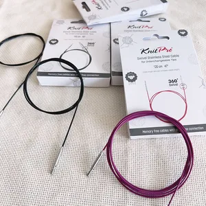 자주색과 검은 색의 새로운 도착 니트 프로 스테인레스 스틸 스위블 케이블 10 최고의 판매 니트 프로 교환 가능한 뜨개질 바늘 -11
