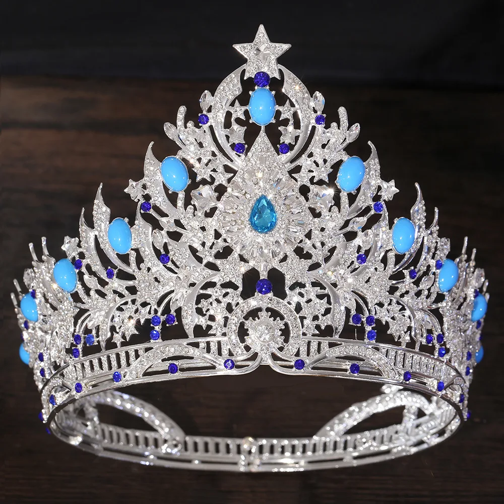 Baroque High Big AB Crystal Bridal Tiaras Crown Miss Universe Rhinestone Pageant Diadem Beauty Headband Hair Jewelry Accessories